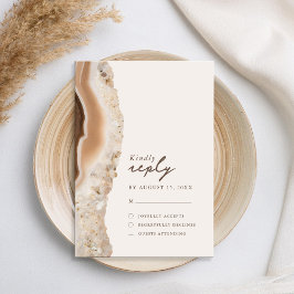 Cartão RSVP Stone Agate Marble Wedding