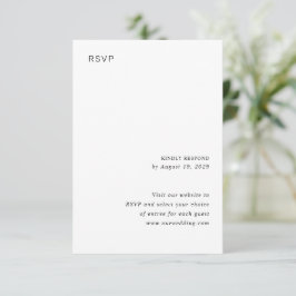 Cartão RSVP Stylish Black and White Minimalist Wedding