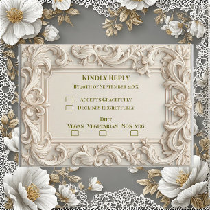 Cartão RSVP Suave Grandiosidade Barroca Marfim Acanto Rodopio 