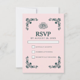 Cartão RSVP Subtle Blush & Slate Gray Islamic Wedding