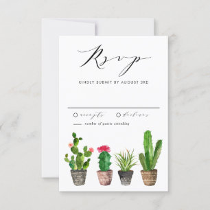 Cartão RSVP Succulents da aguarela de Boho que Wedding o