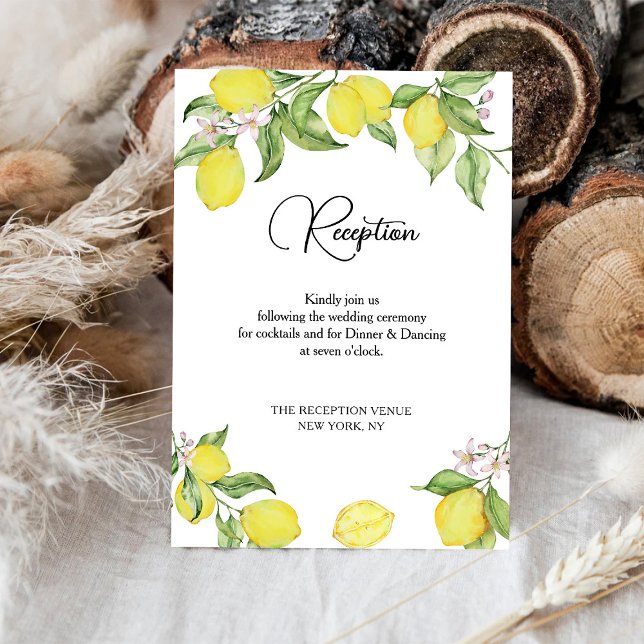 Cartão RSVP Summer lemon wedding reception card (Criador carregado)