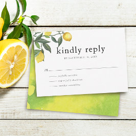 Cartão RSVP Summer Watercolor Citrus Lemons