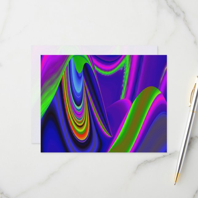 Cartão RSVP Summerrainbow, Abstrato 3D Rainbowart (Frente/Verso In Situ)