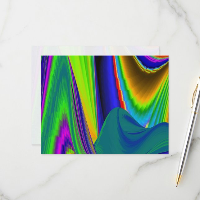 Cartão RSVP Summerrainbow, Abstrato 3D Rainbowart (Frente/Verso In Situ)
