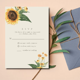 Cartão RSVP Sunflower Boho Wedding