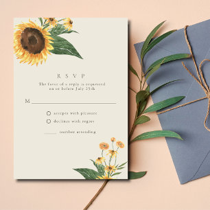 Cartão RSVP Sunflower Boho Wedding