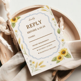 Cartão RSVP Sunflower Floral Rustic Response Design