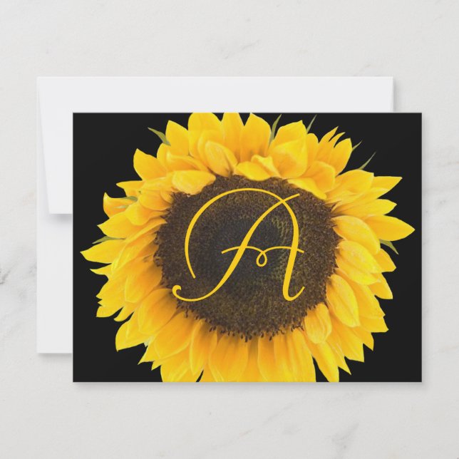 Cartão RSVP Sunflower on Black Response Card (Frente)
