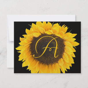Cartão RSVP Sunflower on Black Response Card