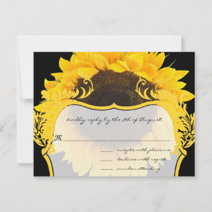 Cartão RSVP Sunflower on Black Response Card