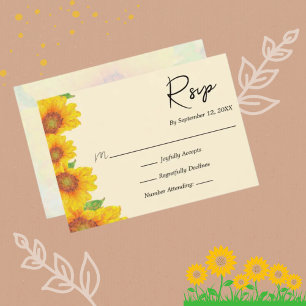 Cartão RSVP Sunflower Yellow Painterly Floral Weding