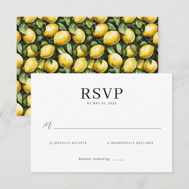 Cartão RSVP Sunny Lemon Wedding (Frente/Verso)