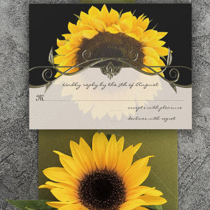 Cartão RSVP Sunny Yellow Elegance Sunflower Black