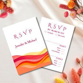 Cartão RSVP Sunset Color Waves Modern Wedding 