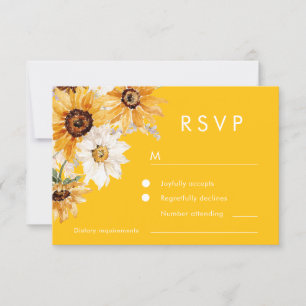 Cartão RSVP Sunshine Sunflower Modern Weding