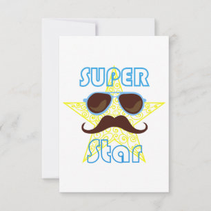 Cartão RSVP Super Star com óculos de sol e bigode