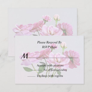 Cartão RSVP Suprimentos de Casamento com Rosas Miniatura Rosa