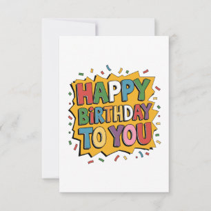 Cartão RSVP Surto de Desenhos Animados Feliz Aniversário