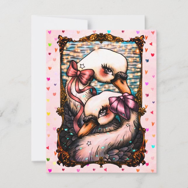 Cartão RSVP Swan lovers (Frente)
