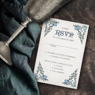 Cartão RSVP Swords Gamer Fantasy Wedding