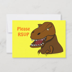 Cartão RSVP T-Rex Tyrannosaurus Rex Cartoon Dinossauro