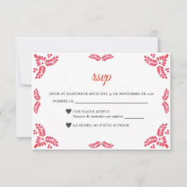 Cartão RSVP Talavera Orange Floral Minimalist Spanish Wedding