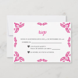 Cartão RSVP Talavera Pink Floral Minimalist Spanish Wedding