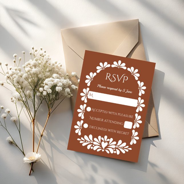 Cartão RSVP Talavera terracotta boho arca mexicana (Talavera terracotta boho arch Mexican wedding RSVP Cards talavera wedding invitation suite)