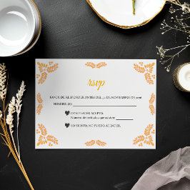Cartão RSVP Talavera Yellow Floral Minimalist Spanish Wedding