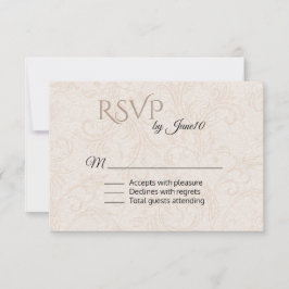 Cartão RSVP Tan Flourish Casamento tema damasco