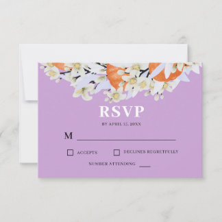 Cartão RSVP Tangerina Citrus Blooming Branoming Wreath Floral