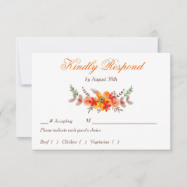 Cartão RSVP Tangerine Janto de Ensaios de Casamento Floral RSV
