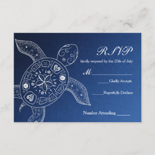 Cartão RSVP Tartaruga Marinha Havaiana Casamento de Praia Bran