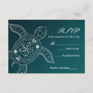 Cartão RSVP Tartaruga Marinha Havaiana Casamento na Praia Bran