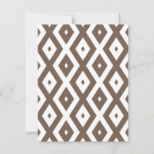 Cartão RSVP Taupe brown and white diamond pattern (Frente)