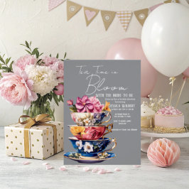 Cartão RSVP Tea Time in Bloom Bridal Shower Invitation 