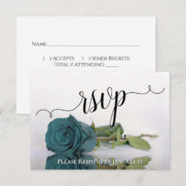 Cartão RSVP Teal Elegante ou Turquesa Refletindo Casamento de 