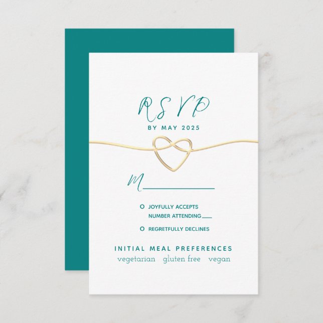 Cartão RSVP Teal Wedding (Frente/Verso)