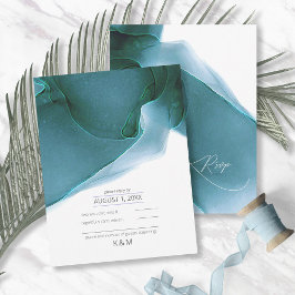 Cartão RSVP Tela de Casamento de Fluxo de Tinta ID762