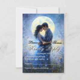 Cartão RSVP Tema Celestial Love Night Sky