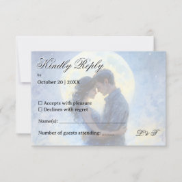 Cartão RSVP Tema Celestial Love Night Sky