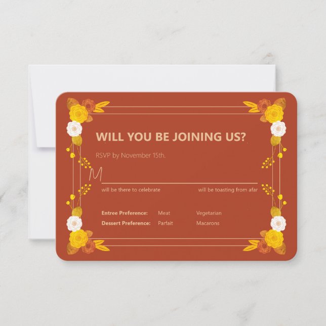 Cartão RSVP Tema de Casamento Clássico (Frente)