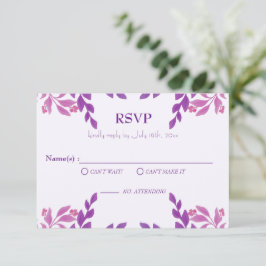 Cartão RSVP Tema de Casamento de Folhas Roxas