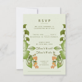Cartão RSVP Tema de Casamento Floral Rosa Verde