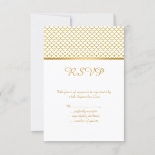 CARTÃO RSVP TEMA DE ESCAMA DE SEREIA BRANCO OURO PARA TODAS AS