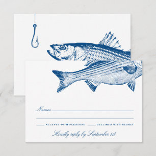Cartão RSVP Tema de pesca de Bass Strike Casamento Elegante
