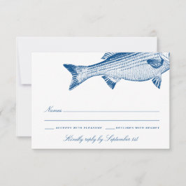 Cartão RSVP Tema de pesca de robalo estriado Casamento elegant