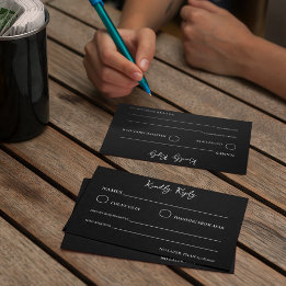 Cartão RSVP Tema Elegante de Casamento Negro e Branco