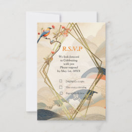 Cartão RSVP tema Serene Tranquilidade Ikebana Japonês